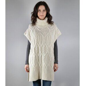 Theory Boseley Cable Knit Turtleneck Poncho / Vest, Cream, Womens Size Small